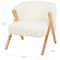 White Polyester Rounded Boucle Accent Chair with Angled Wooden Legs